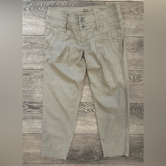 Prana beige khaki tan harem hemp pant trouser crop SZ 8 - Picture 1 of 3